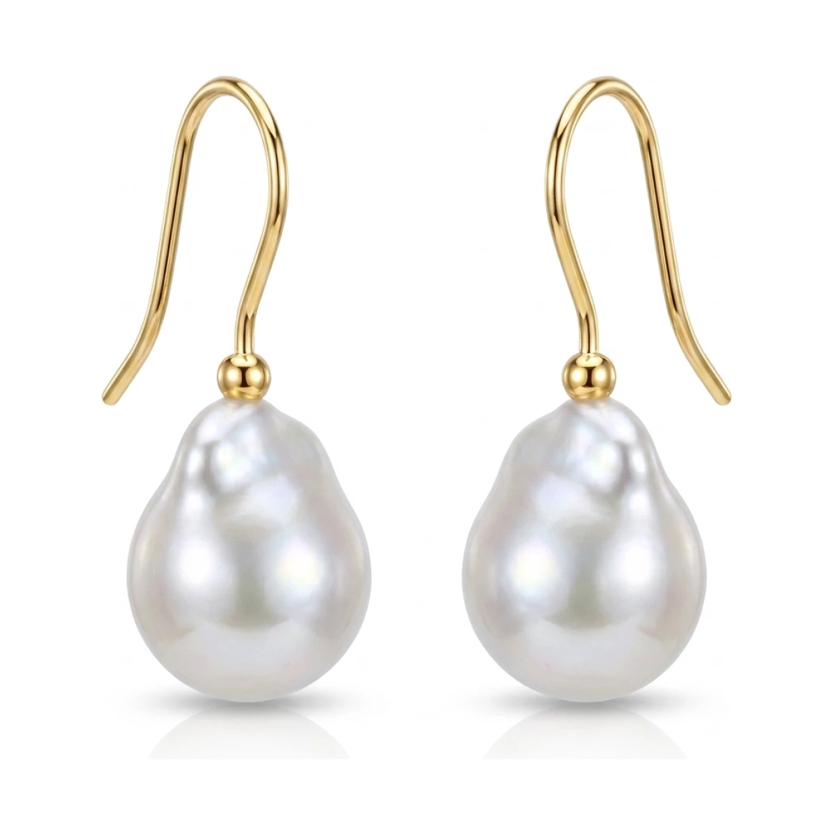 Freshwater Baroque Hook Drop Earrings  | 18 ct Yellow Gold