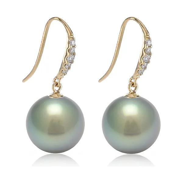 Tahitian Pearl Drop Earrings  |  18ct Yellow Gold