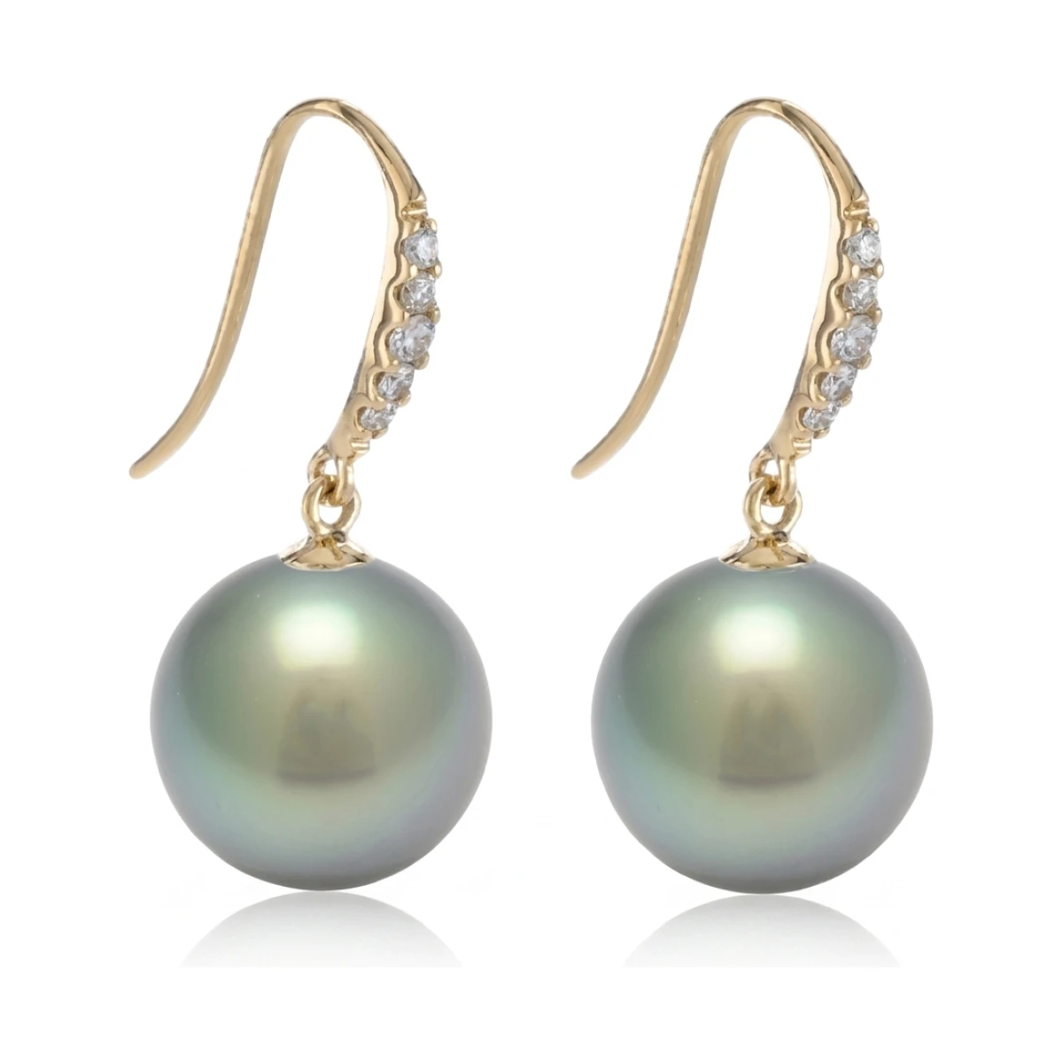 Tahitian Pearl Drop Earrings  |  18ct Yellow Gold