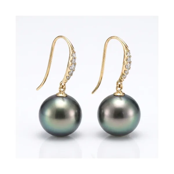 Tahitian Pearl Drop Earrings  |  18ct Yellow Gold
