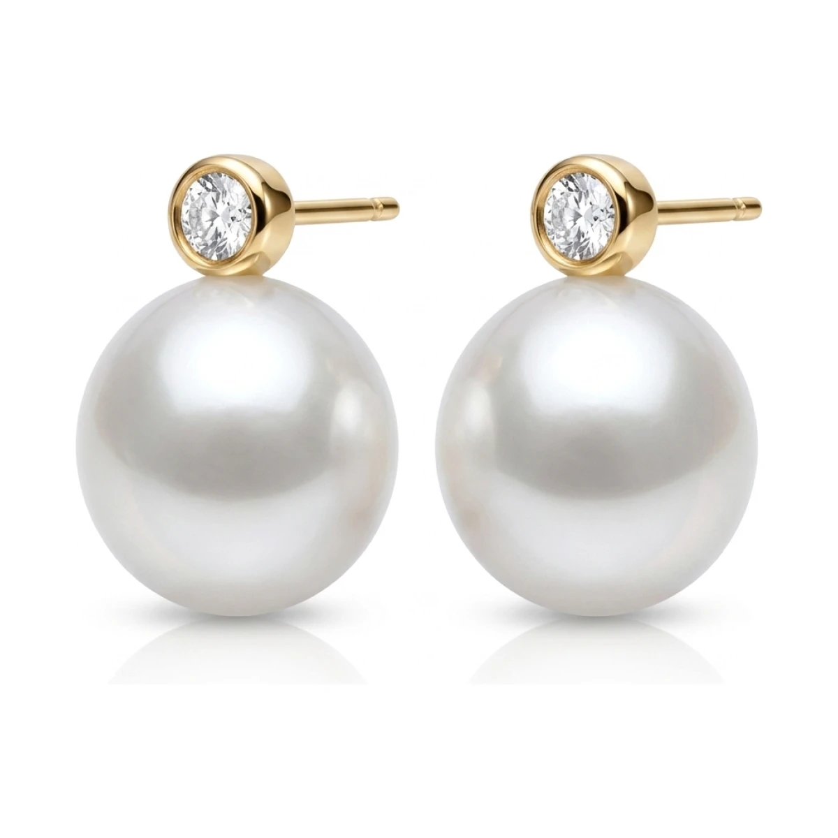 South Sea Pearl & Diamond Stud Earrings | 18ct Yellow Gold