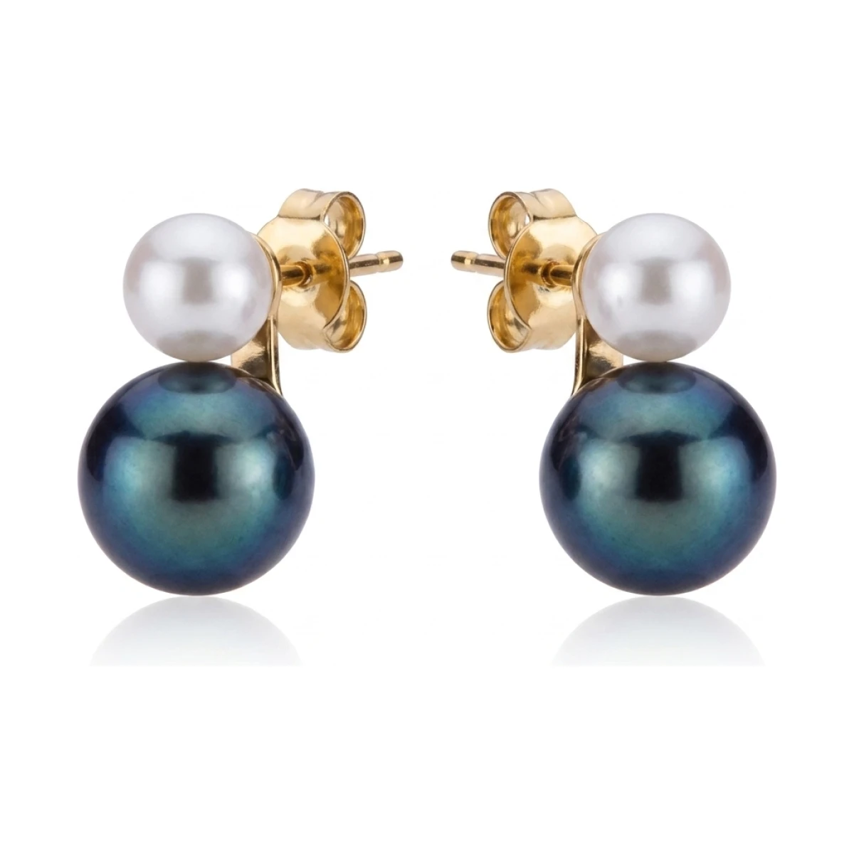 Akoya Pearl "Snowman" Stud Earings  |  9ct Yellow Gold