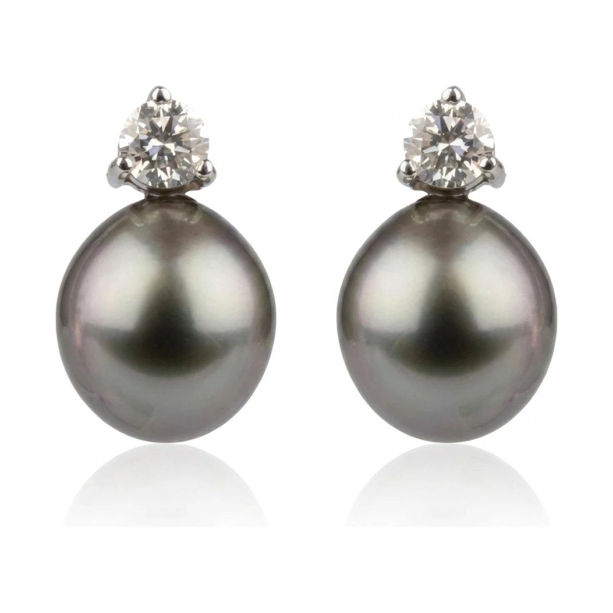 Classic Diamond & Tahitian Pearl Earrings  |  18ct White Gold