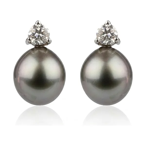 Classic Diamond & Tahitian Pearl Earrings  |  18ct White Gold
