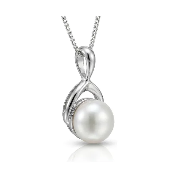 White Freshwater Pearl Contemporary Pendant  |  9ct Gold