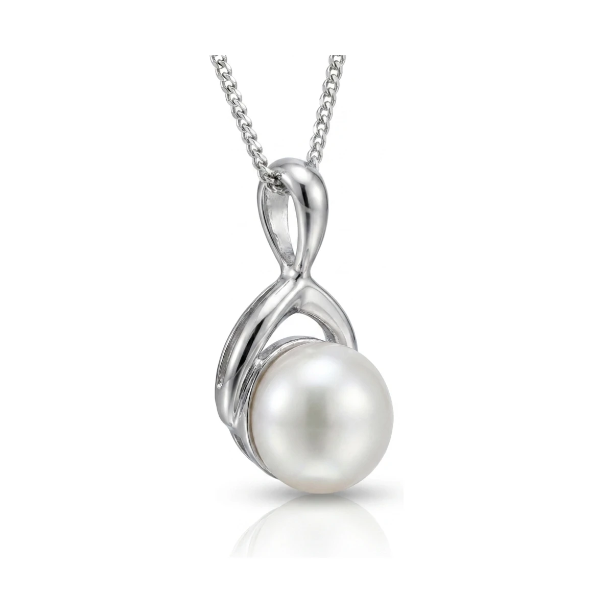 White Freshwater Pearl Contemporary Pendant  |  9ct Gold