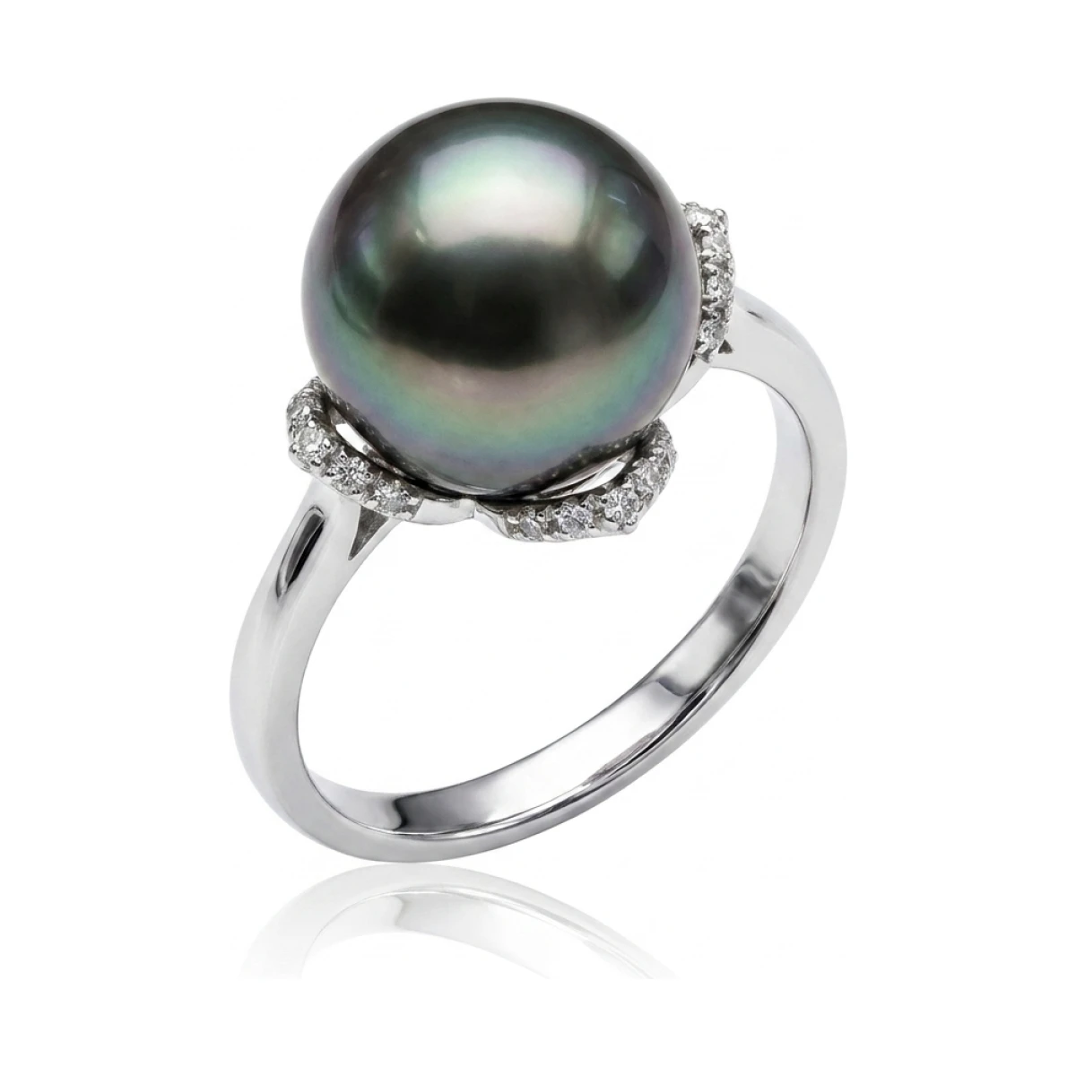 Tahitian Pearl & Diamond Ring | 18ct White Gold
