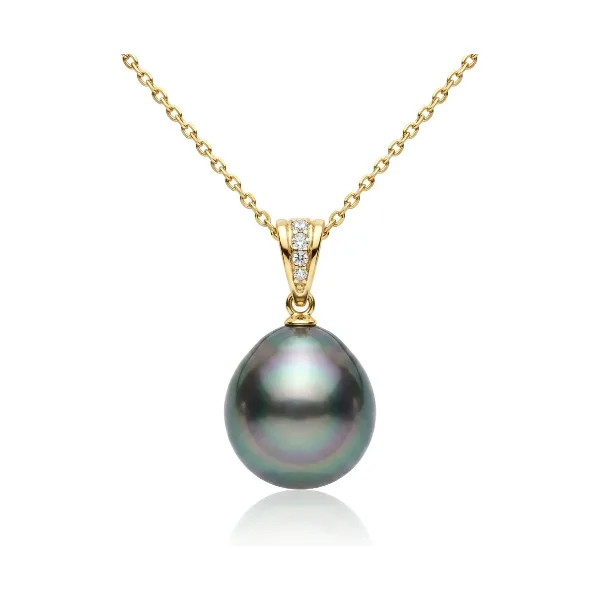Tahitian Drop Pearl & Diamond Pendant | 18ct Gold