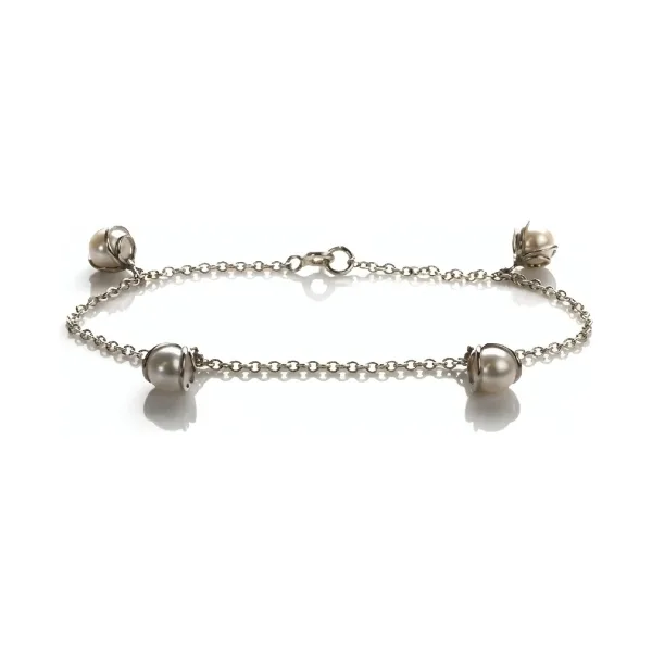 Freshwater Cultured Pearl Charm Bracelet  |  Silver 
