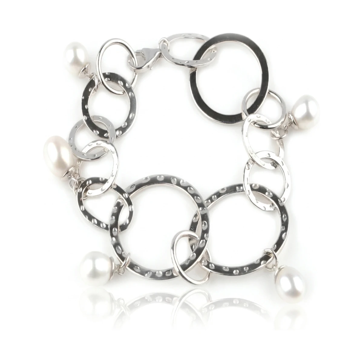 Freshwater Cultured Pearl Circles Bracelet  |  Silver