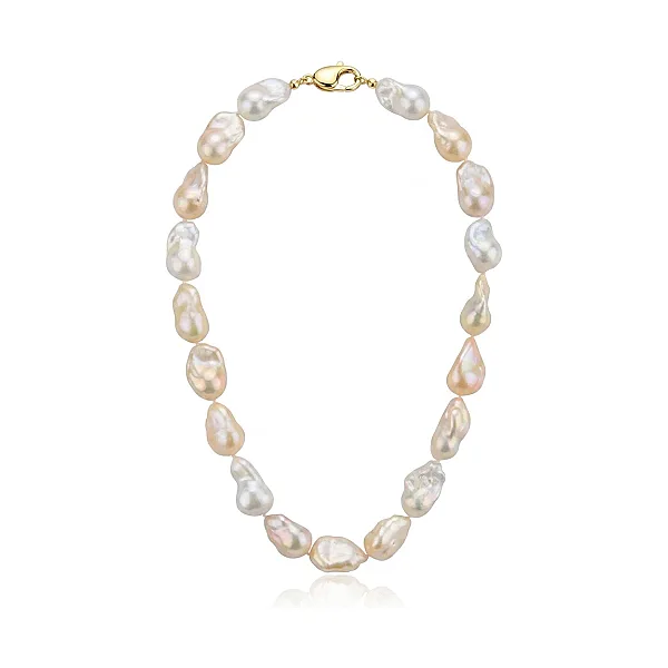 Freshwater Baroque Natural Colour Pearl Necklace | 18ct Yellow Gold