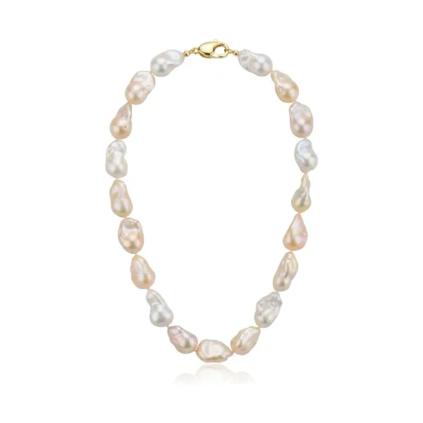 Freshwater Baroque Natural Colour Pearl Necklace | 18ct Yellow Gold