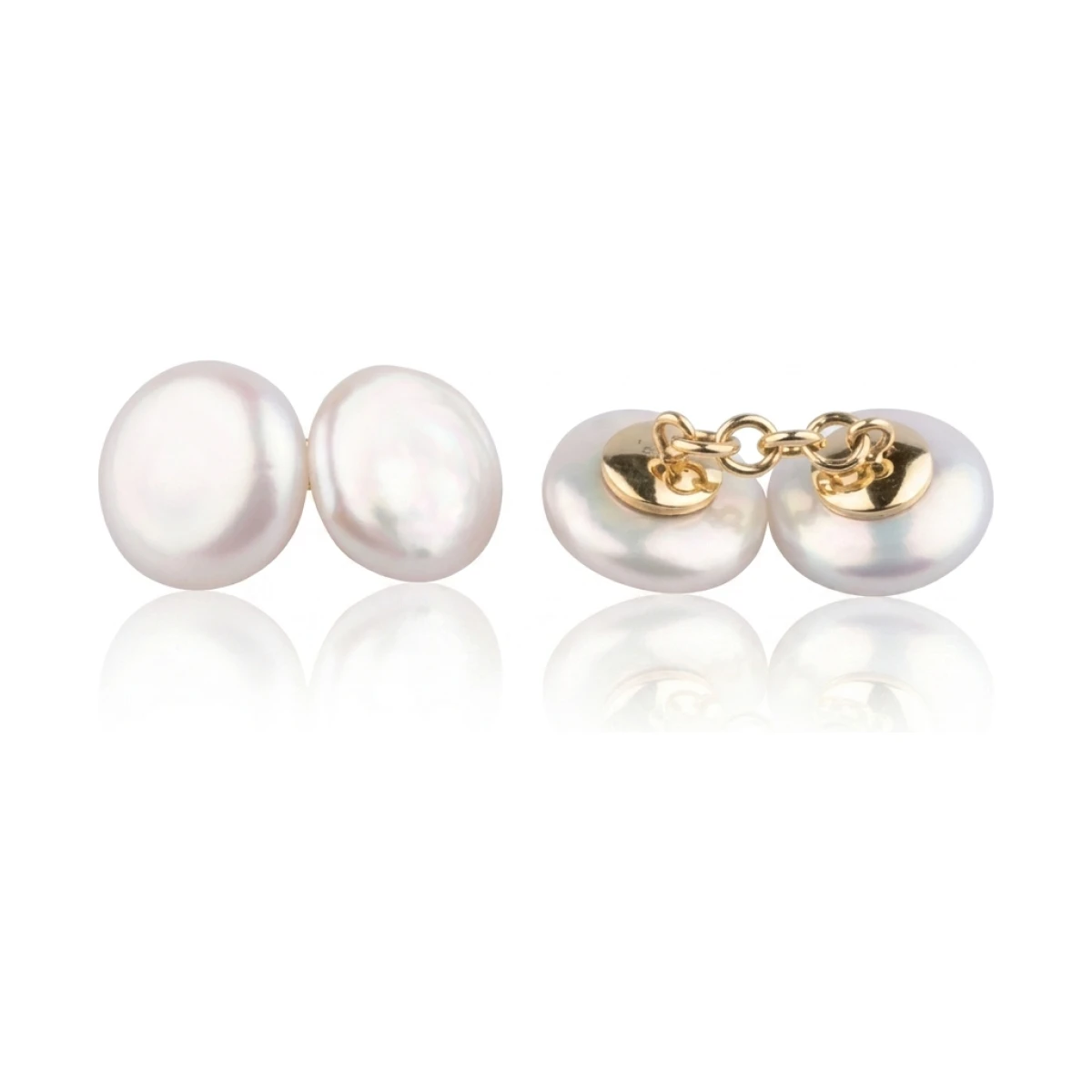 Freshwater Coin Pearl Cufflinks | 9ct Yellow Gold
