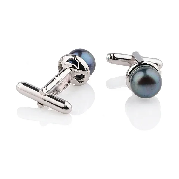 Pearl Cufflinks | Black Freshwater Silver