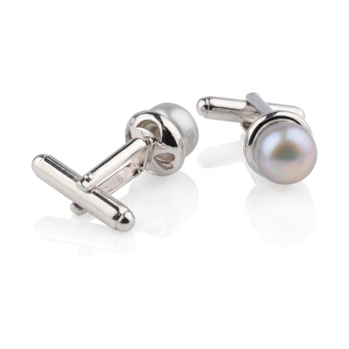 Grey Freshwater Pearl Cufflinks | Silver
