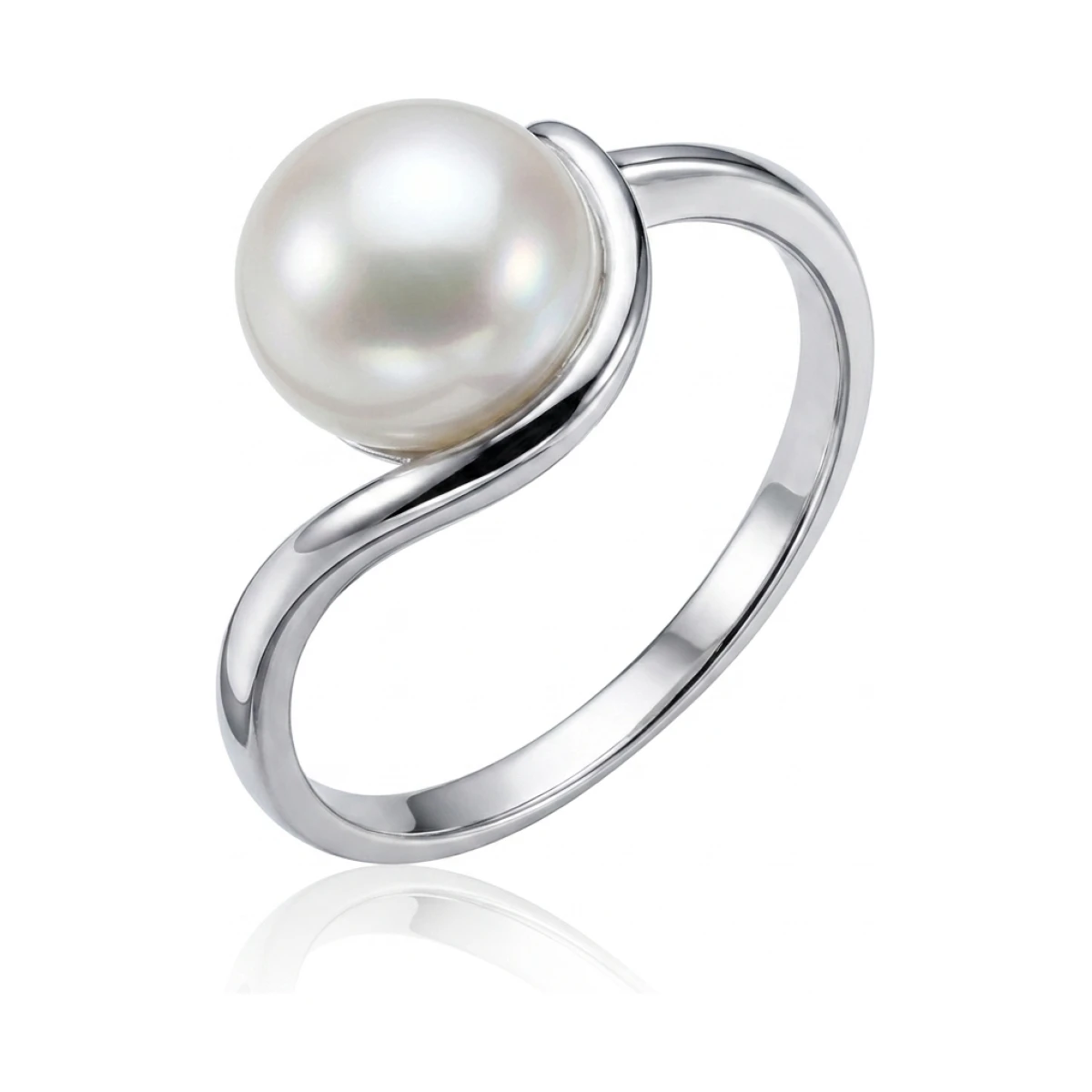 Freshwater Cultured Pearl Swirl Ring | 9ct White Gold