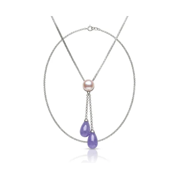Lavender Jade & Freshwater Cultured Pearl Necklace  |  14ct White Gold