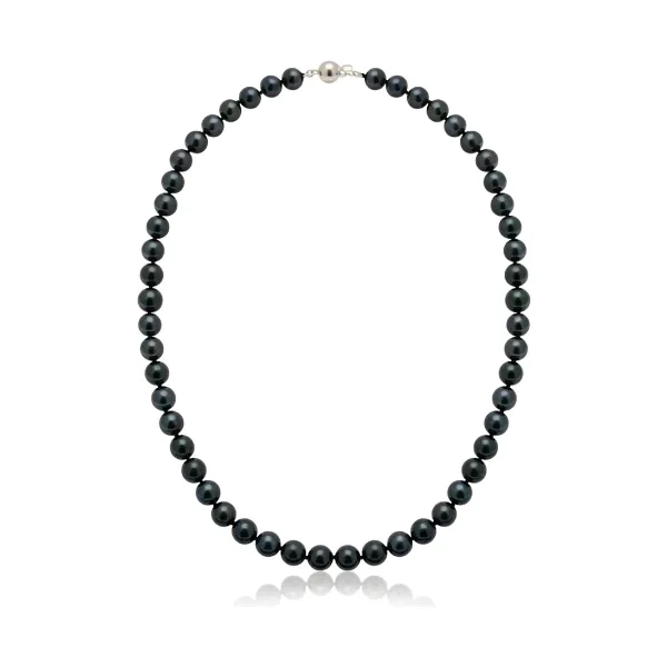 Black Akoya Pearl Necklace| AA+ Grade | 7.5-8.0 mm