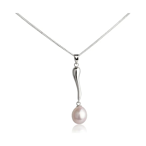  Freshwater Cultured Pearl Long Drop Pendant  |  Silver
