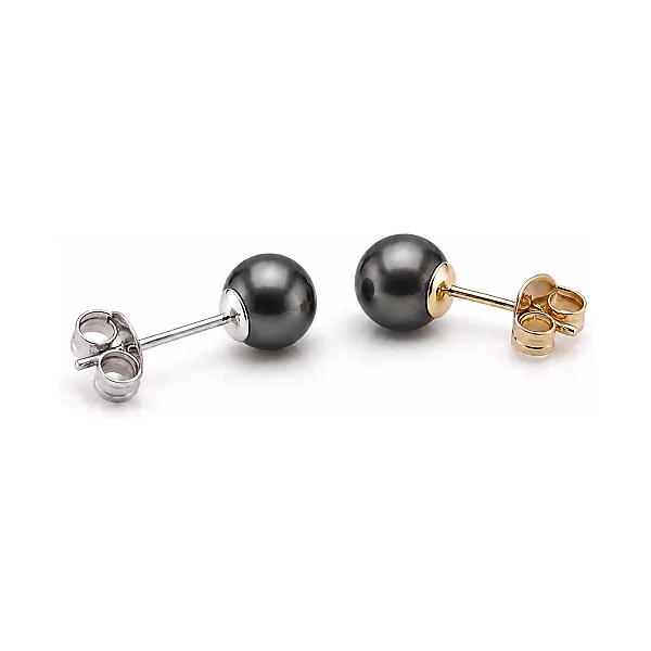 Black Akoya Stud Earrings  |  5.5-6.0 mm