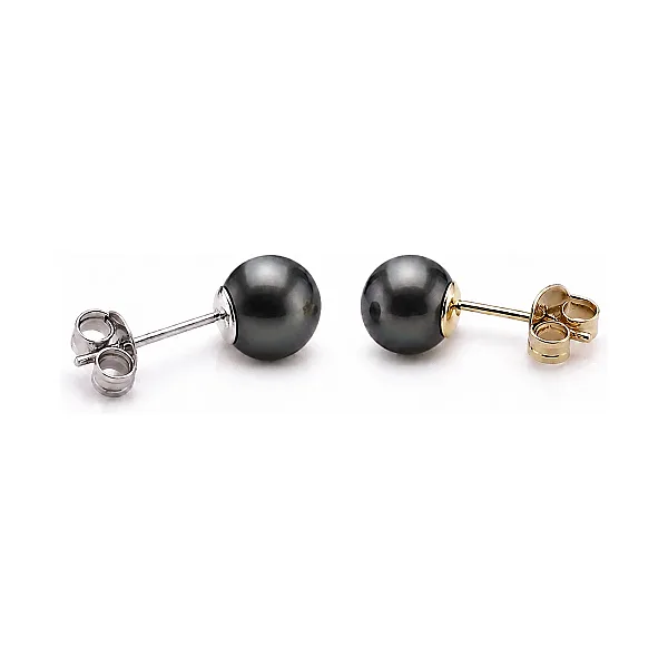 Black Akoya Stud Earrings  |  6.0-6.5 mm