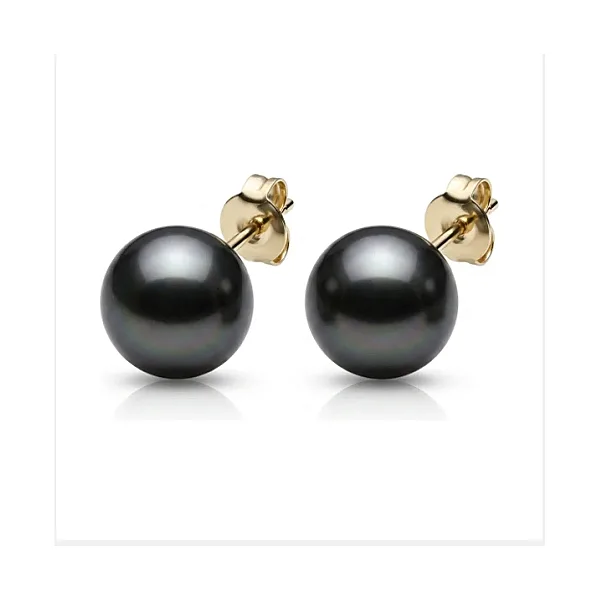 Black Akoya Stud Earrings  |  7.5-8.0 mm