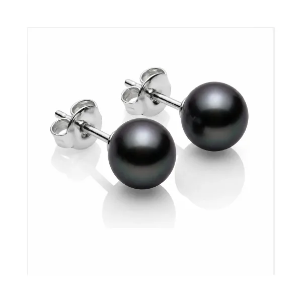 Black Akoya Stud Earrings  |  7.5-8.0 mm