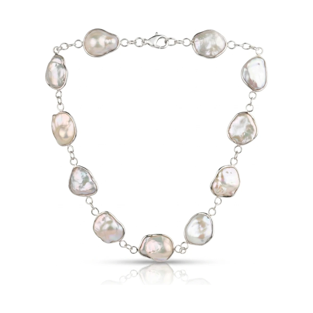 Bold Baroque Freshwater Cultured Pearl Spectacle Set Necklace  |  Silver