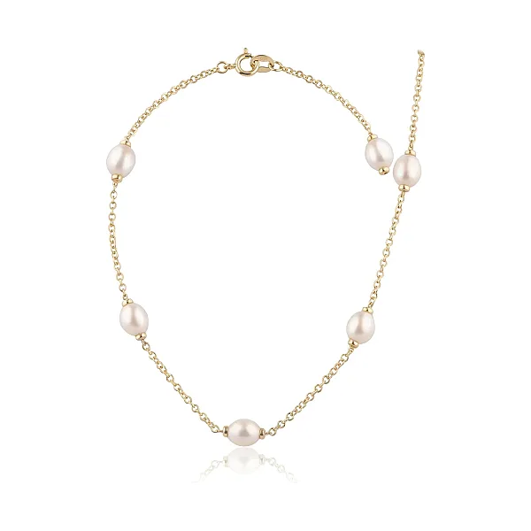 Freshwater Pearl and Chain "Mary Berry" Style Necklace  |  9ct Yellow Gold 