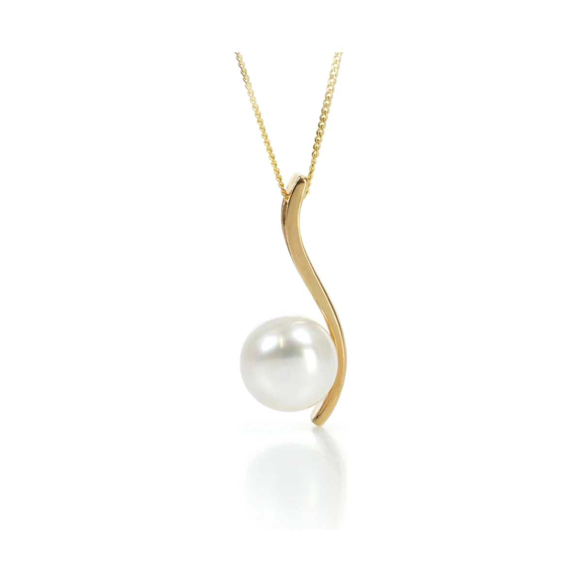 Modern 'S' Shape Design Freshwater Pearl Pendant  |  9ct Gold