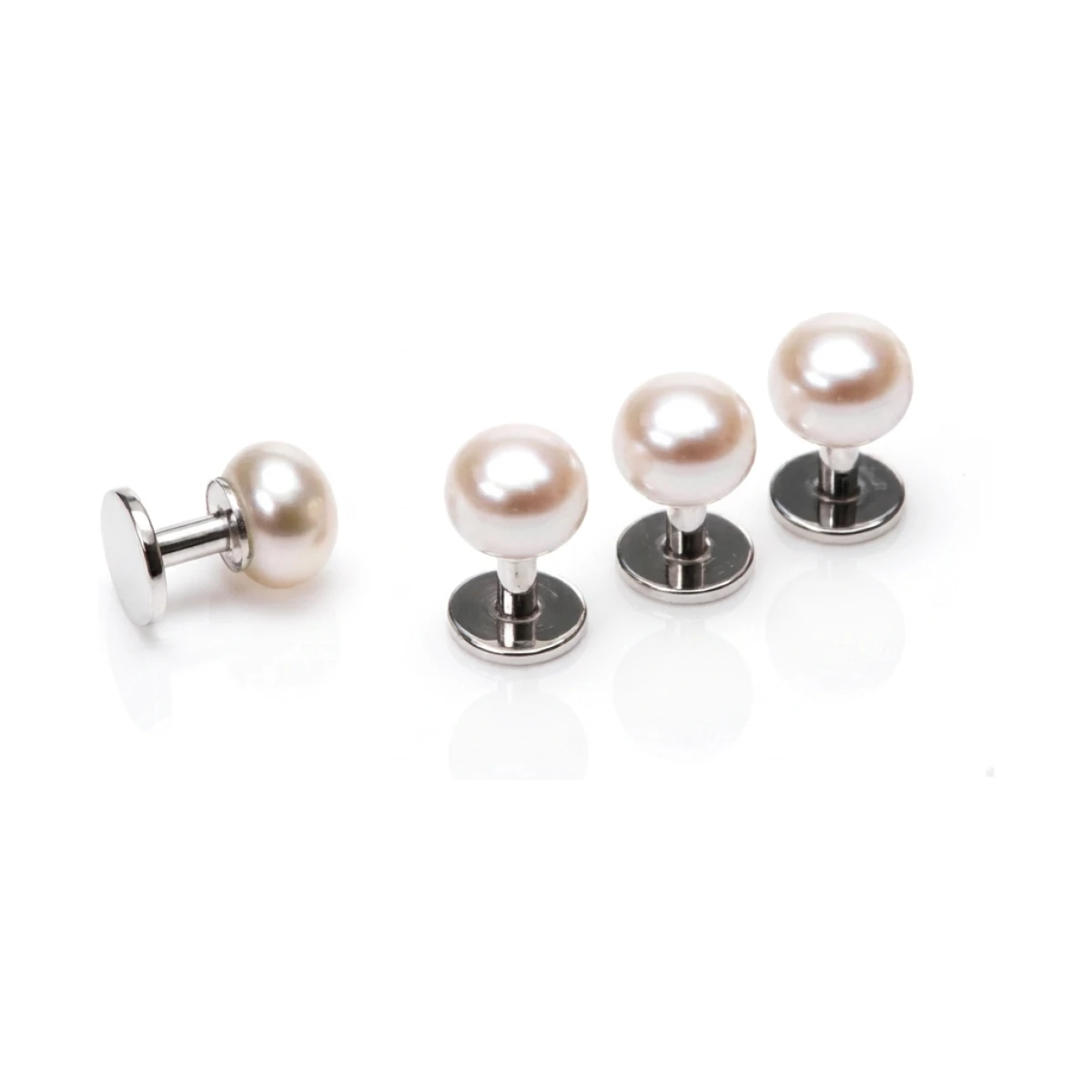 Freshwater Pearl Bouton Dress Studs|Silver 