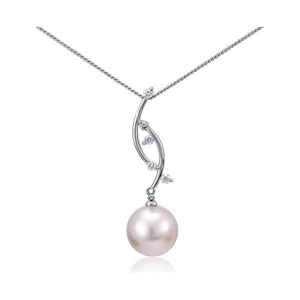 South Sea Pearl & Diamond "Vine"  Pendant  |  18ct White Gold