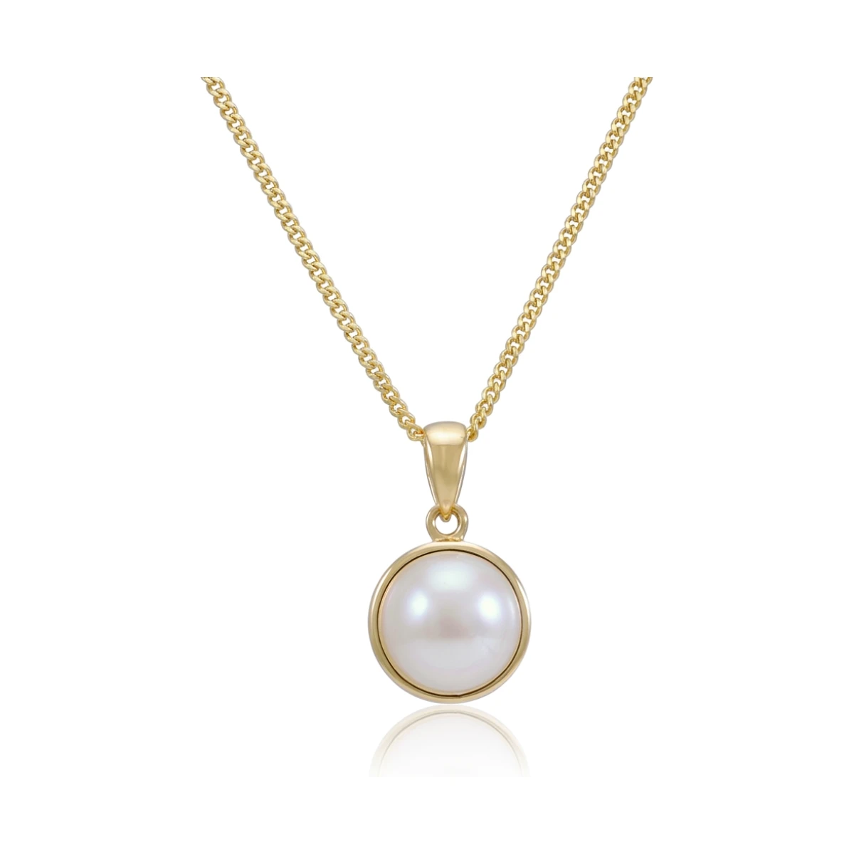 Freshwater Pearl Simple Circular Design Pendant  |  9ct Yellow Gold