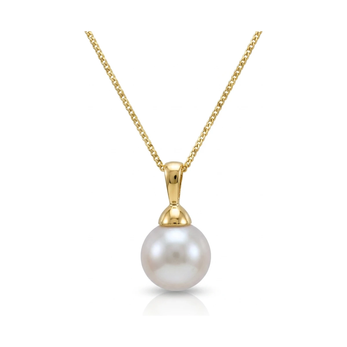 Akoya Pearl Bell Cap Simple Pendant  |  9ct Yellow Gold 