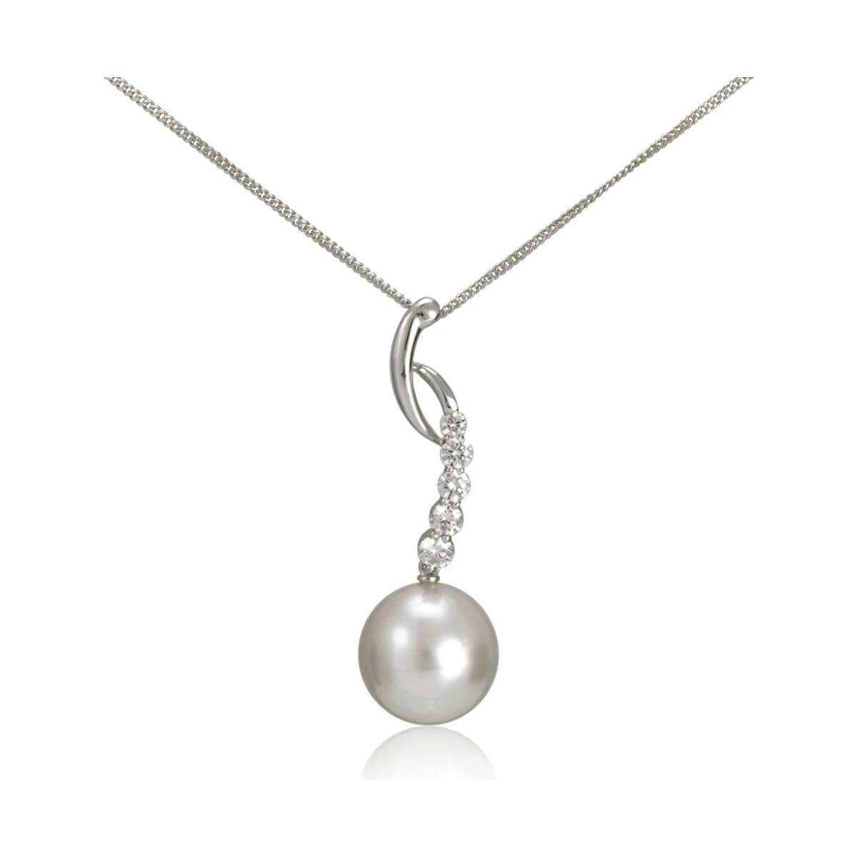 Contemporary South Sea Pearl and Diamond Pendant  |  18ct White Gold