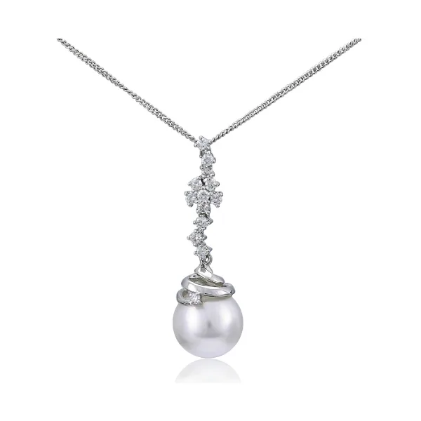 South Sea Pearl & Diamond "Volcano" Design Pendant  |  18ct White Gold