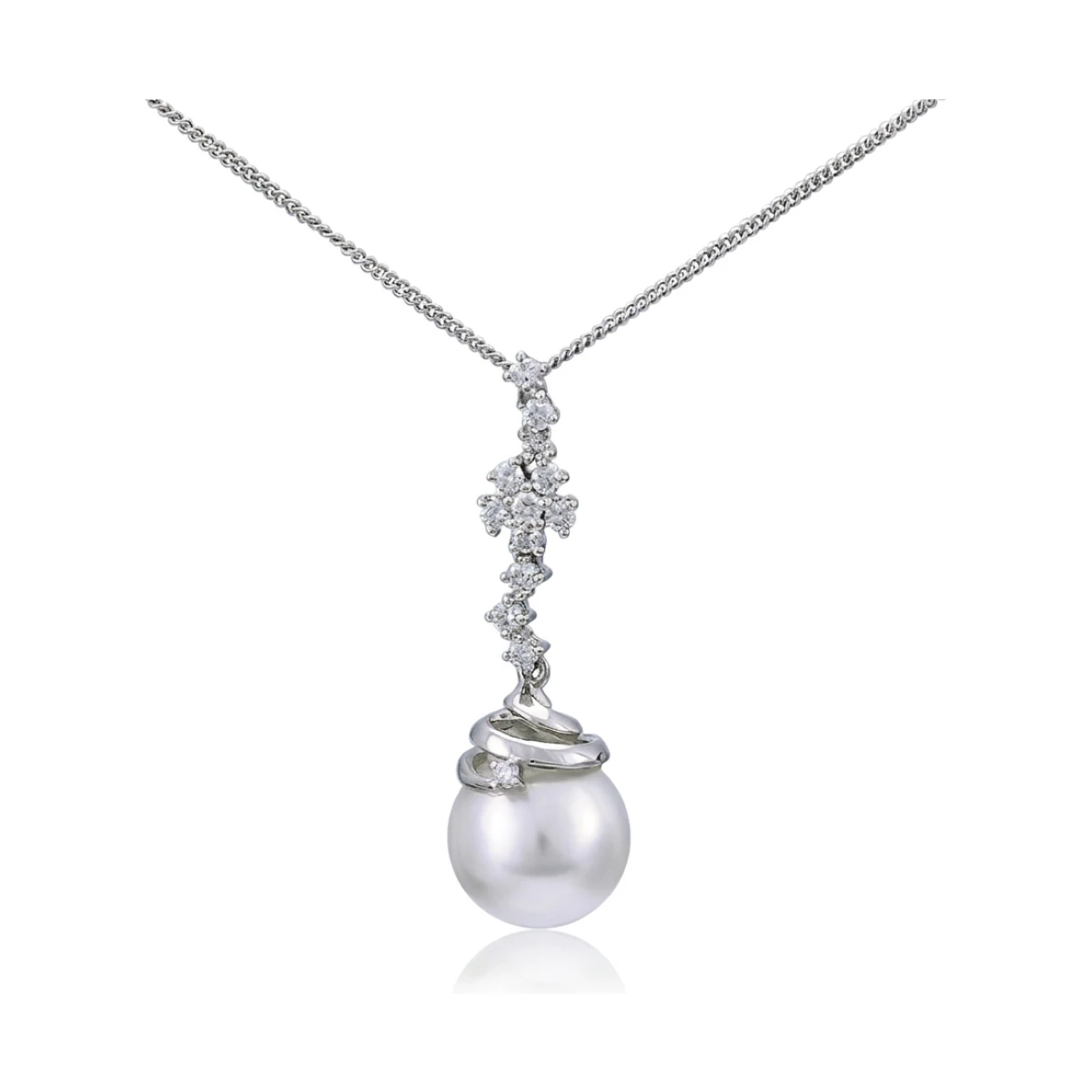 South Sea Pearl & Diamond "Volcano" Design Pendant  |  18ct White Gold