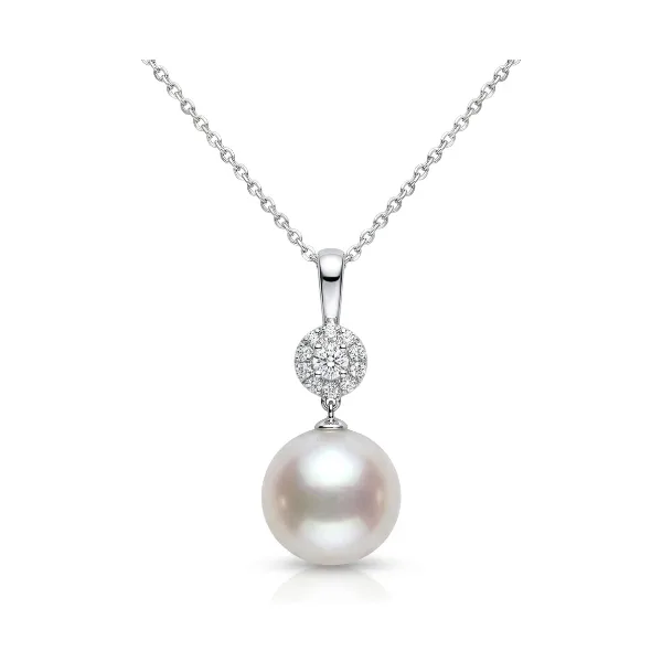 South Sea Pearl & Diamond Halo Cluster Pendant  |  18ct White Gold