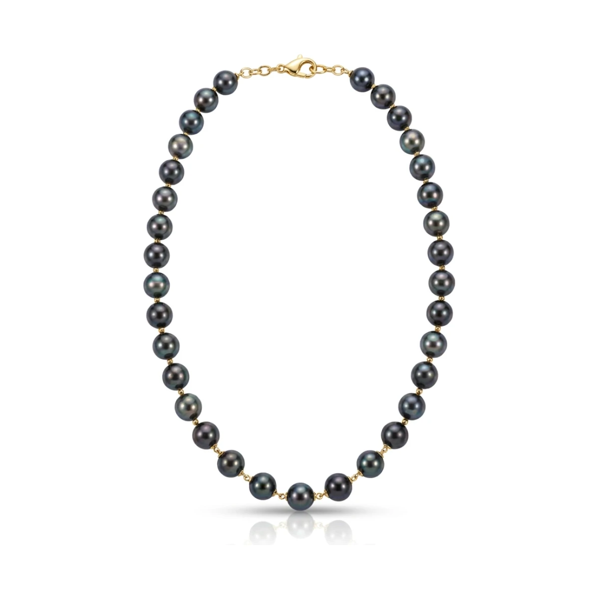 Black Freshwater Pearl & Chain Link Necklace  |  9ct Gold