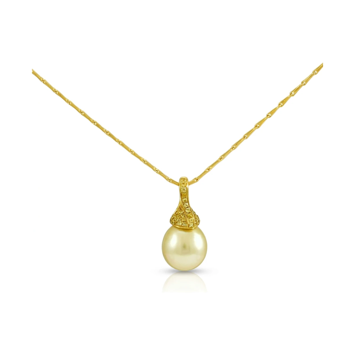 Gold South Sea Pearl & Yellow Sapphire Pendant  |  18ct Yellow Gold