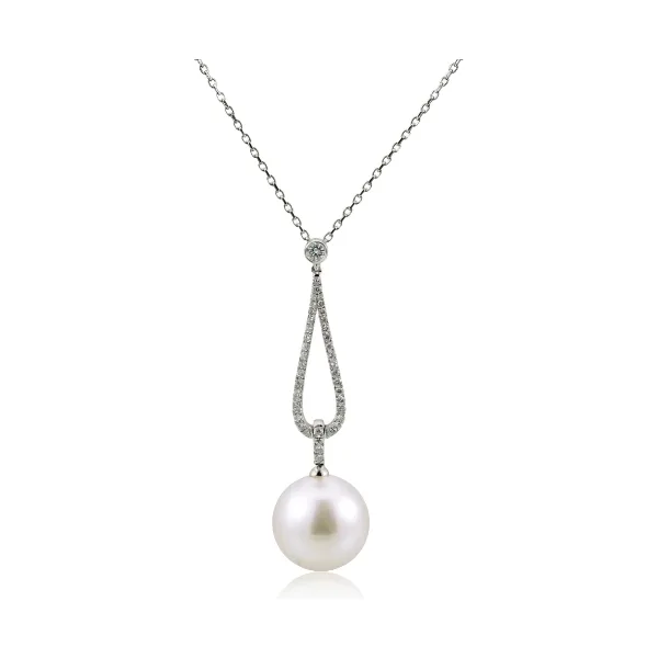 South Sea Pearl & Diamond Loop Drop Pendant  |  18ct White Gold