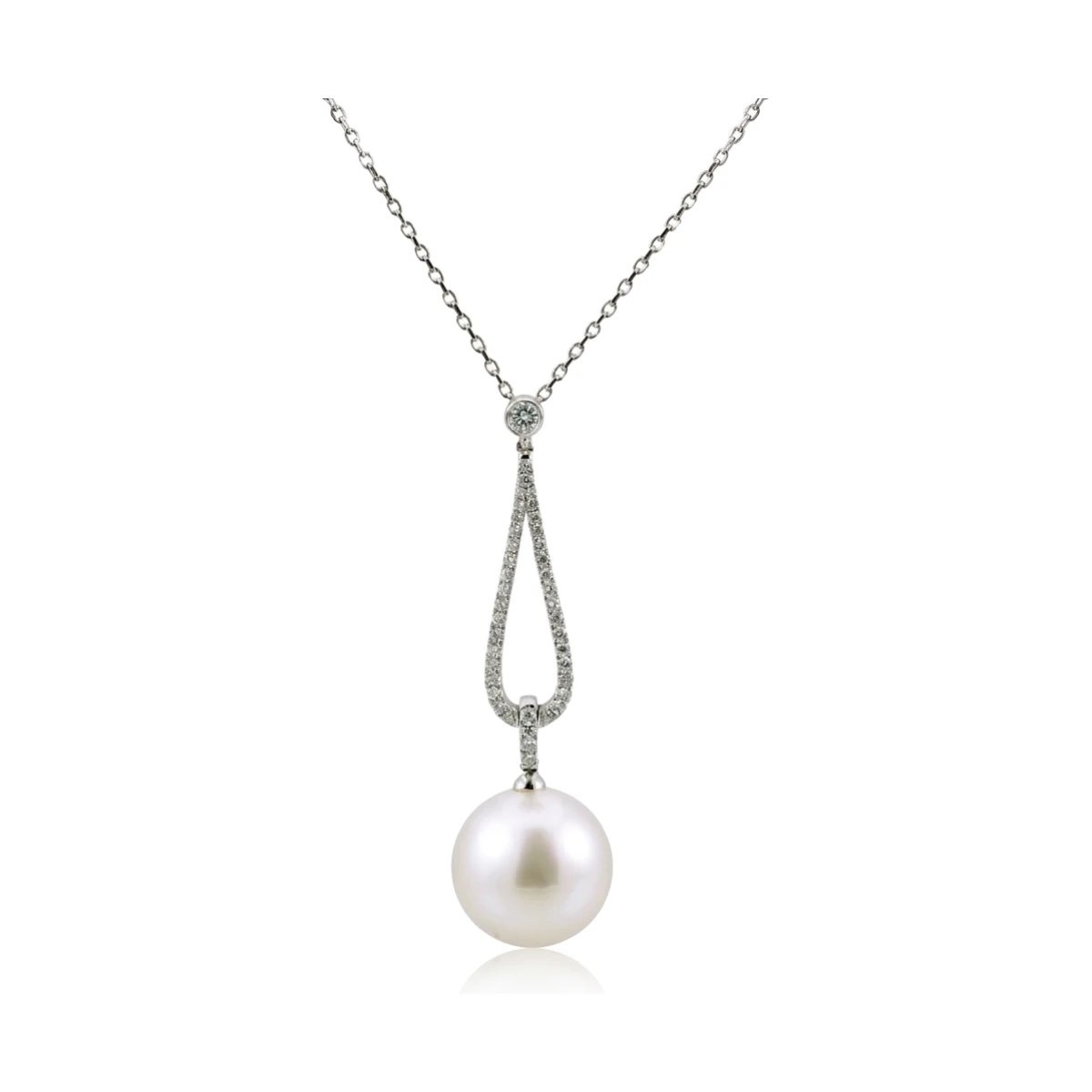 South Sea Pearl & Diamond Loop Drop Pendant  |  18ct White Gold