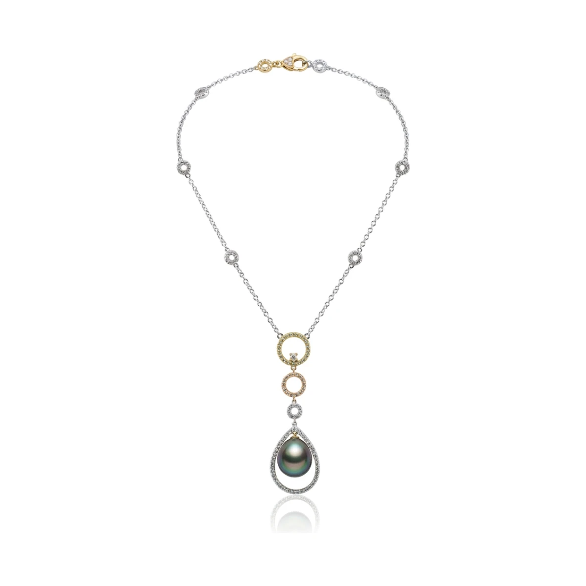 Tahitian Pearl & Diamond Tri-Colour Necklace  |  18ct Gold