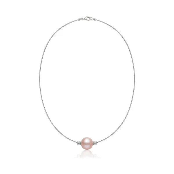 Freshwater Natural Colour Pearl Necklace  |  Silver & Steel