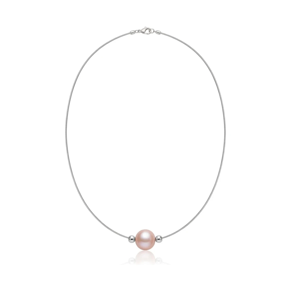Freshwater Natural Colour Pearl Necklace  |  Silver & Steel