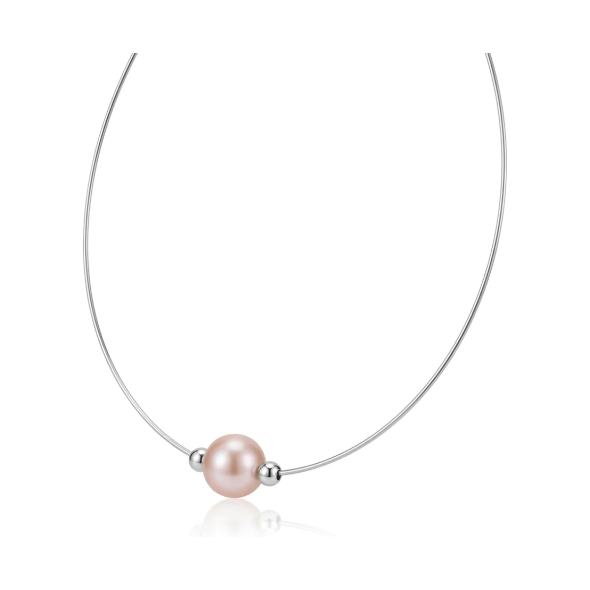 Freshwater Natural Colour Pearl Necklace  |  Silver & Steel