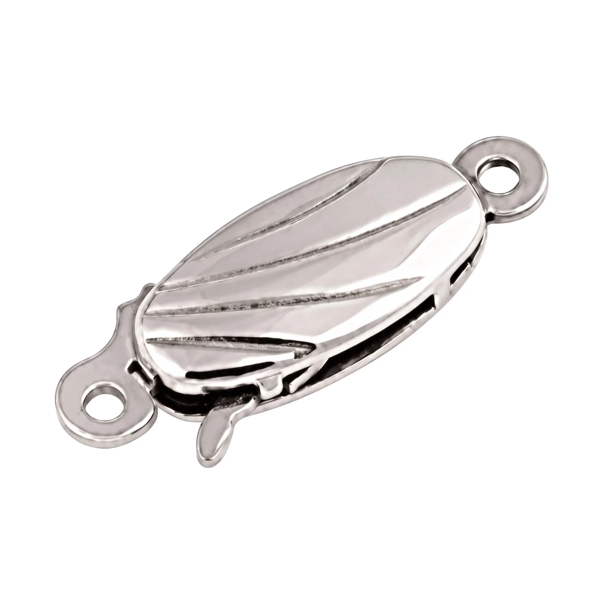 Silver Oval Flat Patterned Hook Clasp