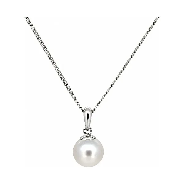 Simple Akoya Cultured Pearl Pendant  |  9ct White Gold