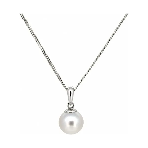 Simple Akoya Cultured Pearl Pendant  |  9ct White Gold
