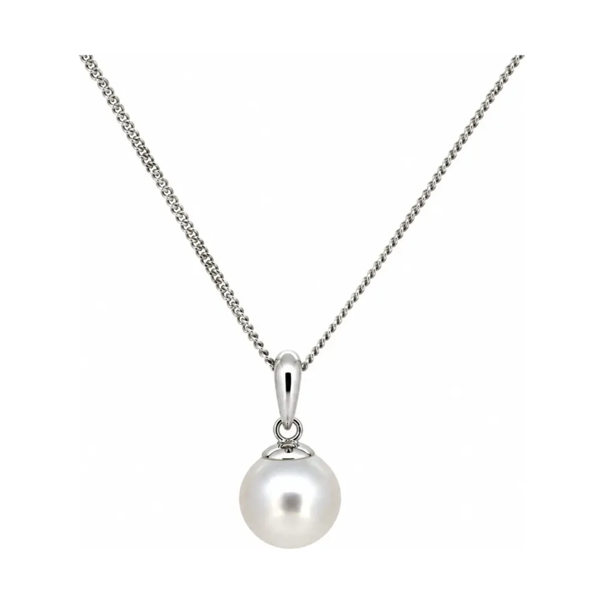 Simple Akoya Cultured Pearl Pendant  |  9ct White Gold